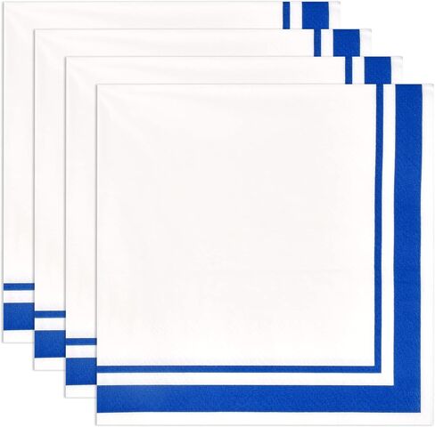 Gift Boutique 120 Black and White Cocktail Beverage Napkins 3 Ply Black Trim Stripe Disposable Paper Dessert Napkin for Wedding Holiday Baby Shower Graduation Table Setting Party Supplies Decoration in Kuwait