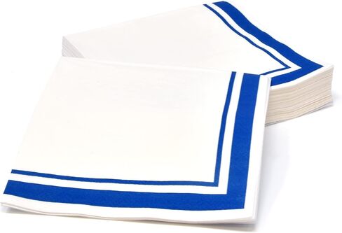 Gift Boutique 120 Black and White Cocktail Beverage Napkins 3 Ply Black Trim Stripe Disposable Paper Dessert Napkin for Wedding Holiday Baby Shower Graduation Table Setting Party Supplies Decoration in Kuwait
