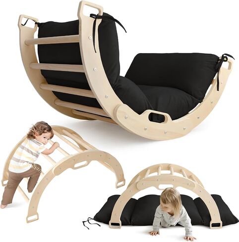 Arch Rocker Arch with Cushion - Wooden Climber Montessori Climbing Arch for Kids, Pillow for Arches in Saudi Arabia