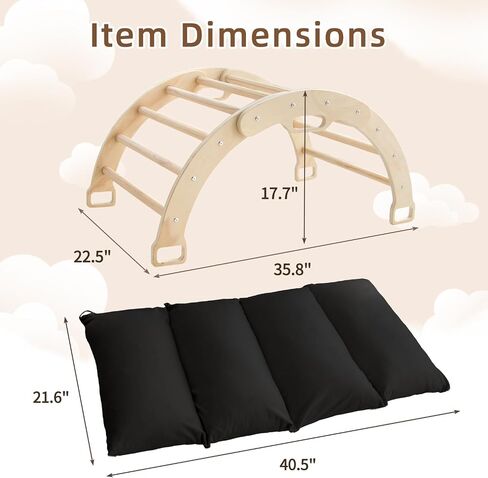 Arch Rocker Arch with Cushion - Wooden Climber Montessori Climbing Arch for Kids, Pillow for Arches in Saudi Arabia