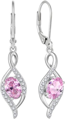 Starchenie Infinity Dangle Drop Earrings 925 Sterling Silver Oval Birthstones Leverback Earrings Jewelry Gift for Women in Kuwait