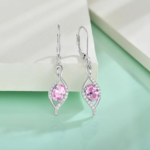 Starchenie Infinity Dangle Drop Earrings 925 Sterling Silver Oval Birthstones Leverback Earrings Jewelry Gift for Women in Kuwait