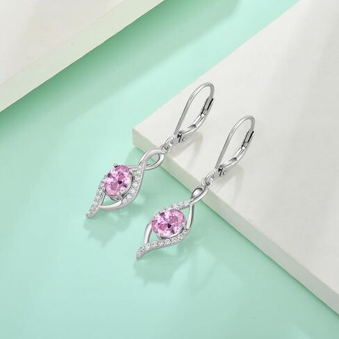 Starchenie Infinity Dangle Drop Earrings 925 Sterling Silver Oval Birthstones Leverback Earrings Jewelry Gift for Women in Kuwait