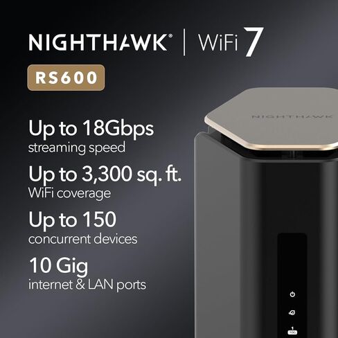 NETGEAR Nighthawk Tri-Band WiFi 7 Router (RS300) – BE9300 Wireless Speed (up to 9.3Gbps) - Coverage up to 2,500 sq. ft., 100 Devices – 2.5 Gig Internet Port in Saudi Arabia