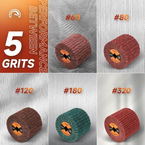Non-Woven Wheel Surface Conditioning Tool, 80 Grit 120 x 100 x 19 mm Abrasive Drawing Polishing Wheel with Sandpaper for Wood Metal Burnishing Wheel 4.7"x 4" in Saudi Arabia
