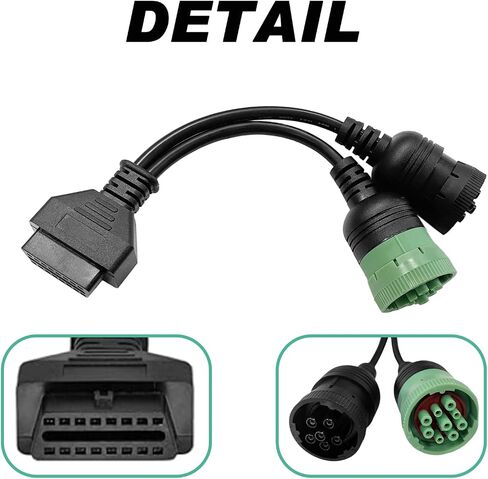 OBD 6pin 9pin J1708 J1939 Cable for Truck 6+9pin to OBD2 16pin Adapter Fit for Cummins Heavy Duty Truck Scanner Cable OBD to 9pin J1939 and 6pin J1708 Split Y Cable for Diesel Truck Diagnostic in Saudi Arabia