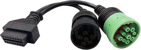 OBD 6pin 9pin J1708 J1939 Cable for Truck 6+9pin to OBD2 16pin Adapter Fit for Cummins Heavy Duty Truck Scanner Cable OBD to 9pin J1939 and 6pin J1708 Split Y Cable for Diesel Truck Diagnostic in Saudi Arabia