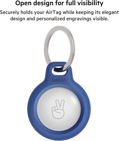 حامل آمن من Belkin Apple AirTag مع حلقة مفاتيح - حافظة متينة مقاومة للخدش مع وجه مفتوح وحواف مرتفعة - ملحق سلسلة مفاتيح AirTag الواقية للمفاتيح والحيوانات الأليفة والأمتعة وحقائب الظهر - 4 عبوات باللون الأسود in Kuwait