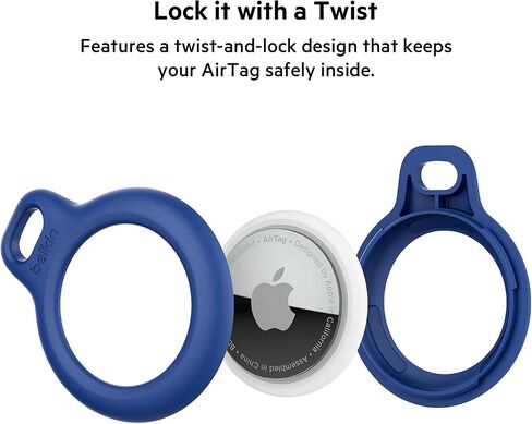 حامل آمن من Belkin Apple AirTag مع حلقة مفاتيح - حافظة متينة مقاومة للخدش مع وجه مفتوح وحواف مرتفعة - ملحق سلسلة مفاتيح AirTag الواقية للمفاتيح والحيوانات الأليفة والأمتعة وحقائب الظهر - 4 عبوات باللون الأسود in Kuwait