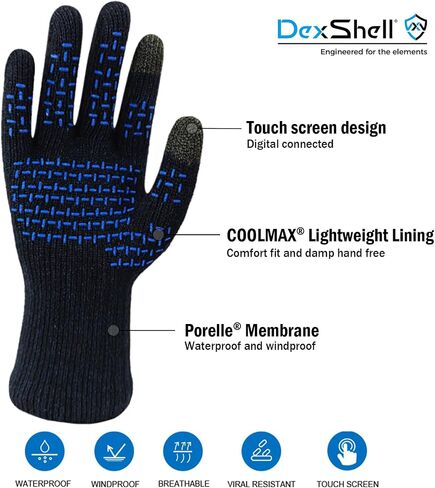 DexShell Essential Waterproof Knit Gloves Lightweight Running Cycling Spring & Autumn for Men and Women Touchscreen in Saudi Arabia