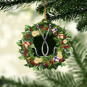 Talataca Fisherman Fishing Big Bass Fish Unique Idea 2D Flat Car Rear View Mirror Accessories Christmas Tree Ornament Decoration Hanging Charm Interior Rearview Pendant Decor Gift