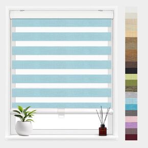 FOIRESOFT Standard Cordless Jacquard Pattern Zebra Roller Shades and Blinds for Windows [Cordless Woodlook, White, W46 x H64 inch] Dual Layer Sheer Room Darkening Day and Night, 20 to 105 in Height