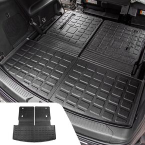 Cargo Mat Compatible with 2020-2024 Ford Explorer Cargo Liner Trunk Mat TPE All Weather Back Seat Cover Protector for 6&7 Passenger Explorer Accessories (Upgrade Trunk Mat with Backrest Mat)