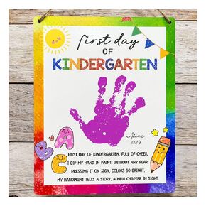 Custom DIY Handprint First Day of Kindergarten School Supplies, First Day of School Sign, 1st Day of School Wood, Preschool Craft, Children Keepsake, Birthday Gifts