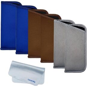 6 Pack Slip in Eyeglasses Cases Protective Case for Glasses Sunglasses Case Pouch Small Soft Glasses Sleeve Holder