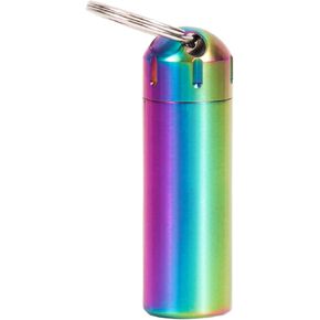 Pill Holder Keychain,Portable Waterproof 7 Compartments Pill Organizer Case, Small Pill Box Container for Outdoor Travel Camping（Silvery）