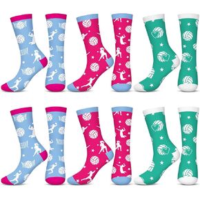 6 Pairs Girl Soccer Socks Youth Socks Gifts Knee High Socks Pattern Printed Socks Soccer Sock Gifts for Girls Team Stuff