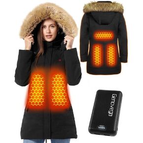 Genovega Womens Heated Jackets Down Winter Coats Jacket Women Battery Pack Included, USB Electric Rechargeable Thermal Heating Light Clothing Sweater Clothes Vests Ideal Christmas Birthday Gift