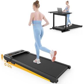 Walking Pad, Under Desk Treadmill with Incline, 300 Lbs Capacity Portable Treadmill for Home Office, 2 in 1 Mini Desk Treadmill with Remote Control, LED Display (Black)