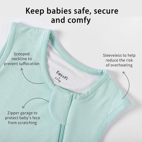 Rayon Made from Bamboo 0.5 TOG Lightweight Baby Sleep Sack 6-12 Months | Baby Wearable Blanket 2-Way Zipper Summer Unisex Sleeping Bag for Babies in Saudi Arabia