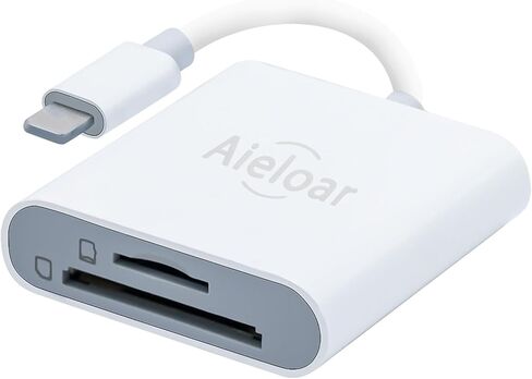 Aluminum SD Card Reader for iPhone/Ipad, Aieloar 2-in-1 Memory Card Reader,Plug and Play in Kuwait