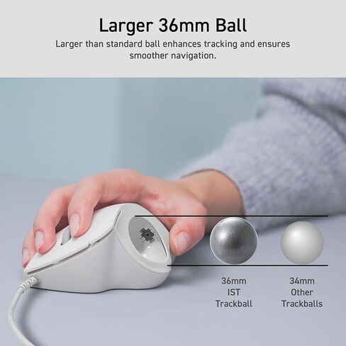 ELECOM Ergonomic Comfort Design Trackball IST Wired USB-A Connection, Smooth Tracking with Ruby Ball Bearing, 36mm Ball, Thumb Control, Compatible for Windows, PC, and Mac Black (M-IT10URBK) in Kuwait