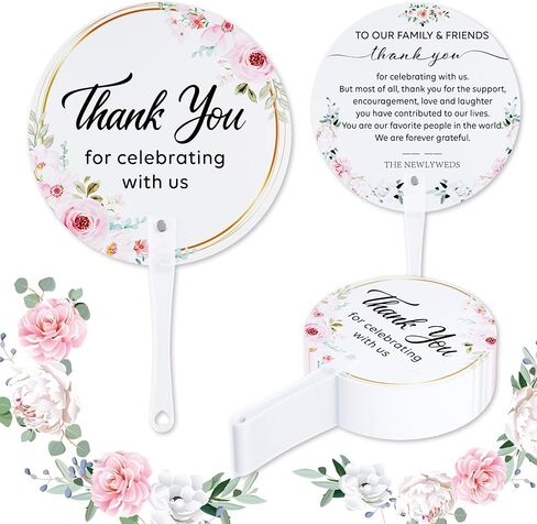 100 PCS Wedding Fans, Plastic Fans in Bulk, Greenery Wedding Fans for Guests, Thank You for Celebrating with Us Wedding Favors Fan with Handle (Leaf) in Saudi Arabia