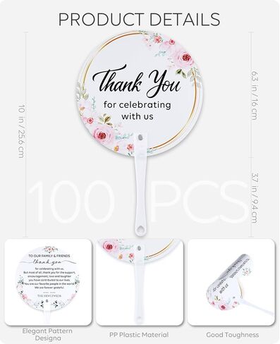100 PCS Wedding Fans, Plastic Fans in Bulk, Greenery Wedding Fans for Guests, Thank You for Celebrating with Us Wedding Favors Fan with Handle (Leaf) in Saudi Arabia