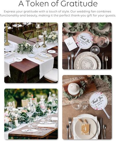 100 PCS Wedding Fans, Plastic Fans in Bulk, Greenery Wedding Fans for Guests, Thank You for Celebrating with Us Wedding Favors Fan with Handle (Leaf) in Saudi Arabia