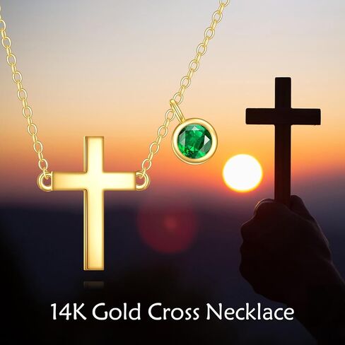 14K الذهب الصليب قلادة للنساء الذهب الأصفر الإيمان الديني القلب الصليب قلادة قلادة مجوهرات هدايا عيد الميلاد للفتيات المراهقات الأم ابنة زوجة لها in Saudi Arabia
