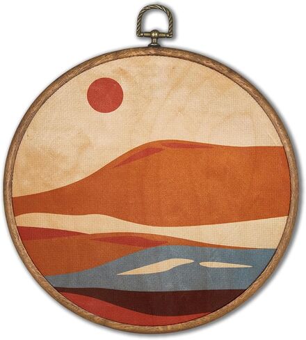KSDUT Boho Sun Wall Art Decor - Mid Century Modern decor Textile Wall Art Canvas Frame Hanging Prints, Minimalist Neutral Round Wall Art Decor for Home Living Room Bedroom Decorations 8"x8" in Saudi Arabia