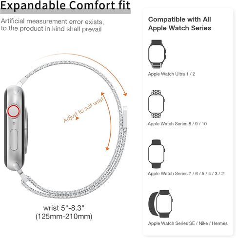 MARGE PLUS Slim Milanese Magnetic Loop Compatible with Apple Watch Bands | 16mm women thin Steel Mesh Strap for iWatch Series 11 10 9 8 7 6 5 4 SE 3 2 1, 42/40/41/38mm, fit daily, work, and parties in Saudi Arabia
