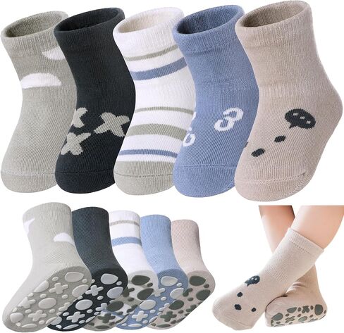 LANLEO Baby Socks Toddler Socks with Grips Baby Toddlers Girls Boys Non Slip Grip Socks with Grippers 6 Months-5 Year Old in Saudi Arabia