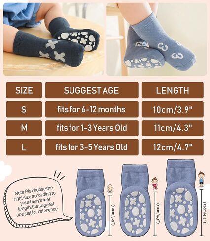 LANLEO Baby Socks Toddler Socks with Grips Baby Toddlers Girls Boys Non Slip Grip Socks with Grippers 6 Months-5 Year Old in Saudi Arabia
