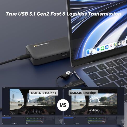 4K HDMI Capture Card, USB 3.0 Video Capture Card for Streaming, Recording in 1080P 60FPS with Ultra-Low Latency, Compatible with PS4/PS5/Switch in OBS, YouTube, Works with PC/Mac (CCD10) in Saudi Arabia