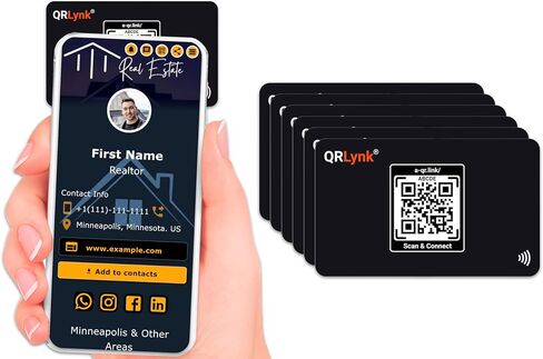 Smart Card - Digital Business Card, Bio Link, URL redirect - Tap NFC & QR code - iPhone & Android - No Subscription (White - Pack 6) in Saudi Arabia