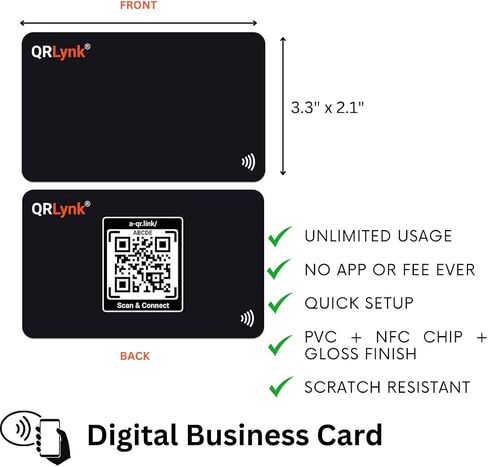 Smart Card - Digital Business Card, Bio Link, URL redirect - Tap NFC & QR code - iPhone & Android - No Subscription (White - Pack 6) in Saudi Arabia
