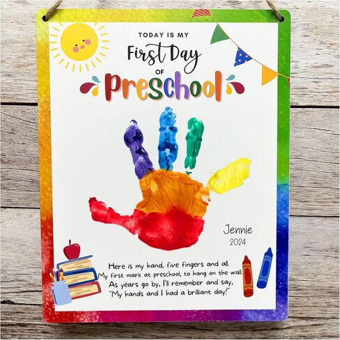 Custom DIY Handprint First Day of Kindergarten School Supplies, First Day of School Sign, 1st Day of School Wood, Preschool Craft, Children Keepsake, Birthday Gifts in Kuwait