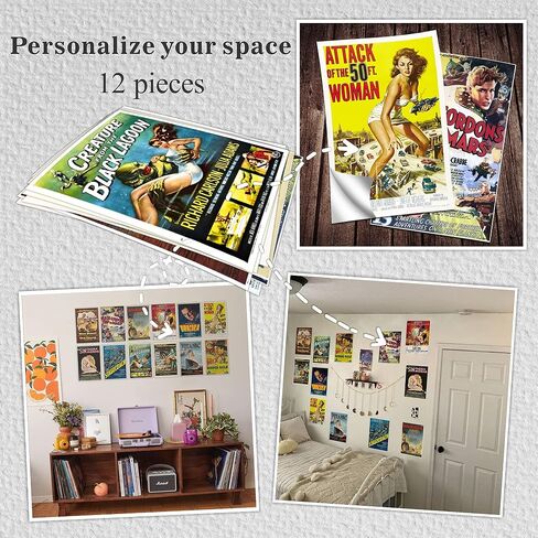 HK Studio Vintage Movie Posters Aesthetic - Classic Movie Theater Decor 8" x 12" Pack 12 in Saudi Arabia