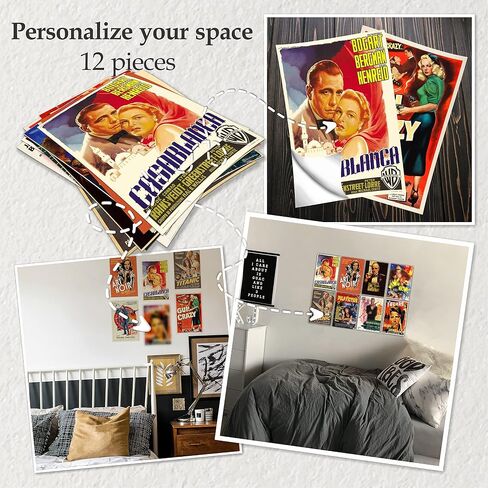 HK Studio Vintage Movie Posters Aesthetic - Classic Movie Theater Decor 8" x 12" Pack 12 in Saudi Arabia