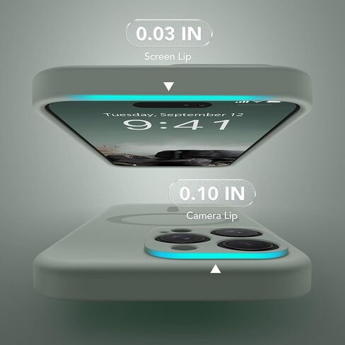 Magnetic for iPhone 13 Pro Case, Compatible with MagSafe, [Full Camera Protection][2 Screen Protectors] Silicone Shockproof Protective Phone Case for iPhone 13 Pro 6.1", Calke Green in Kuwait