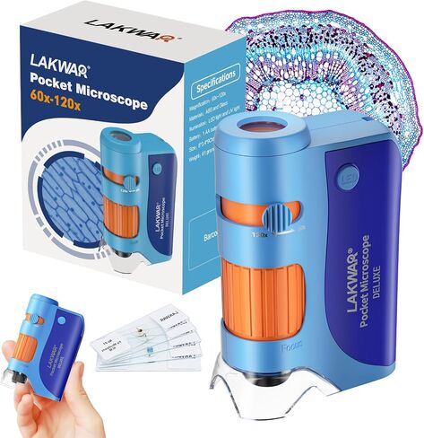 60x-120x Mini Pocket Microscope for Kids Adults, Portable Handheld Microscope with 5 Microscope Slides, Miniscope for Kids Adults Science Lab (Green) in Saudi Arabia