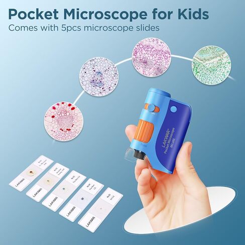 60x-120x Mini Pocket Microscope for Kids Adults, Portable Handheld Microscope with 5 Microscope Slides, Miniscope for Kids Adults Science Lab (Green) in Saudi Arabia