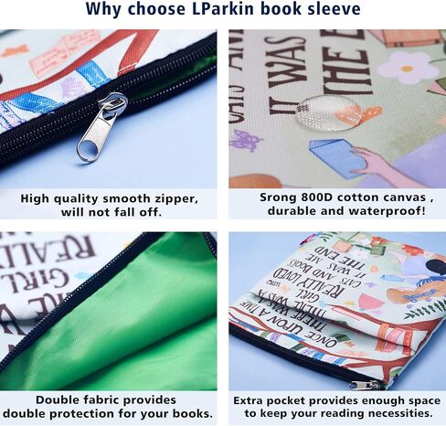 Reading is My Happy Place Book Sleeves Protector Gift for Book Lover, Bookshelf Book Sleeve with Zipper, 11x8.5 Inch Washable Fabric Book Lovers Kindle Sleeve in Saudi Arabia