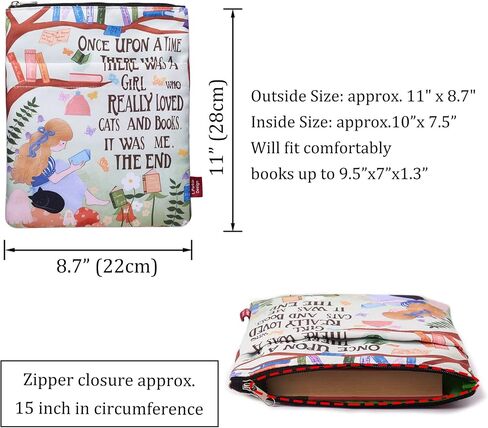 Reading is My Happy Place Book Sleeves Protector Gift for Book Lover, Bookshelf Book Sleeve with Zipper, 11x8.5 Inch Washable Fabric Book Lovers Kindle Sleeve in Saudi Arabia