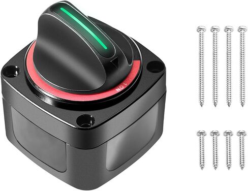 Recoil Battery Switch BS4L, 250A DC 12V-48V 1-2-Both-Off 4-Position, Built-in LED Indicator Knob Heavy Duty Battery Master Switch Battery Isolator Power Cut Off Switch for RV Truck Trailer Marine Boat in Saudi Arabia