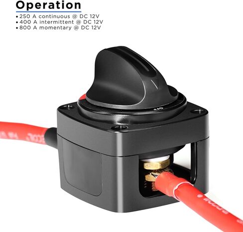 مفتاح بطارية الارتداد BS4L، 250 أمبير تيار مستمر 12 فولت - 48 فولت 1-2-كلاهما 4 مواضع، مقبض مؤشر LED مدمج للبطارية الثقيلة، مفتاح رئيسي لعزل البطارية، مفتاح إيقاف الطاقة لشاحنة RV، مقطورة قارب بحري in Kuwait
