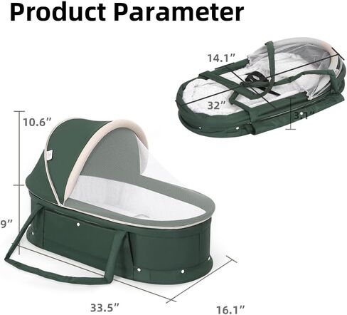 Baby Travel Bassinet, 2 in 1 Portable Travel Bassinet Folding Baby Bed with Sunshade Cover, Mini Baby Bassinet Sleeper Bed Washable Foldable for Newborn Baby-LightGrey in Saudi Arabia