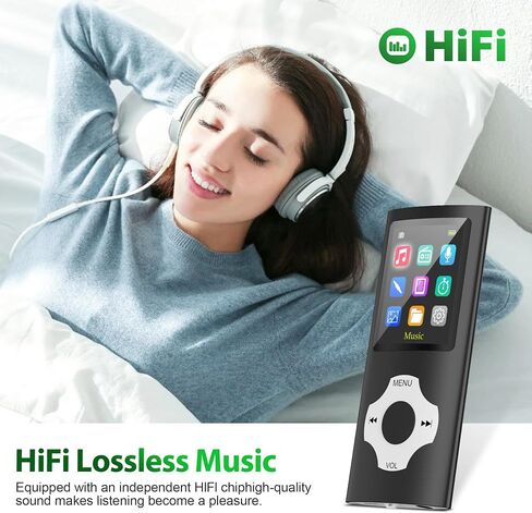 مشغل MP3، مشغل MP3 AUOKING بسعة 32 جيجابايت، صوت هاي فاي بدون فقدان، مسجل صوت، كتاب إلكتروني ومسجل راديو FM، يدعم الذاكرة القابلة للتوسيع حتى 128 جيجابايت (أزرق) in Saudi Arabia