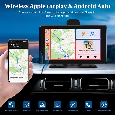 10.26" Touchscreen Car Stereo with Wireless Apple CarPlay & Android Auto, 4K Dash Cam, 1080P Backup Camera, Bluetooth, AUX/FM, Mirror Link, GPS Navigation, Loop Recording, Voice Control in Saudi Arabia